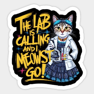 "Curiosity Piqued: The Scientific Cat's Call" Sticker